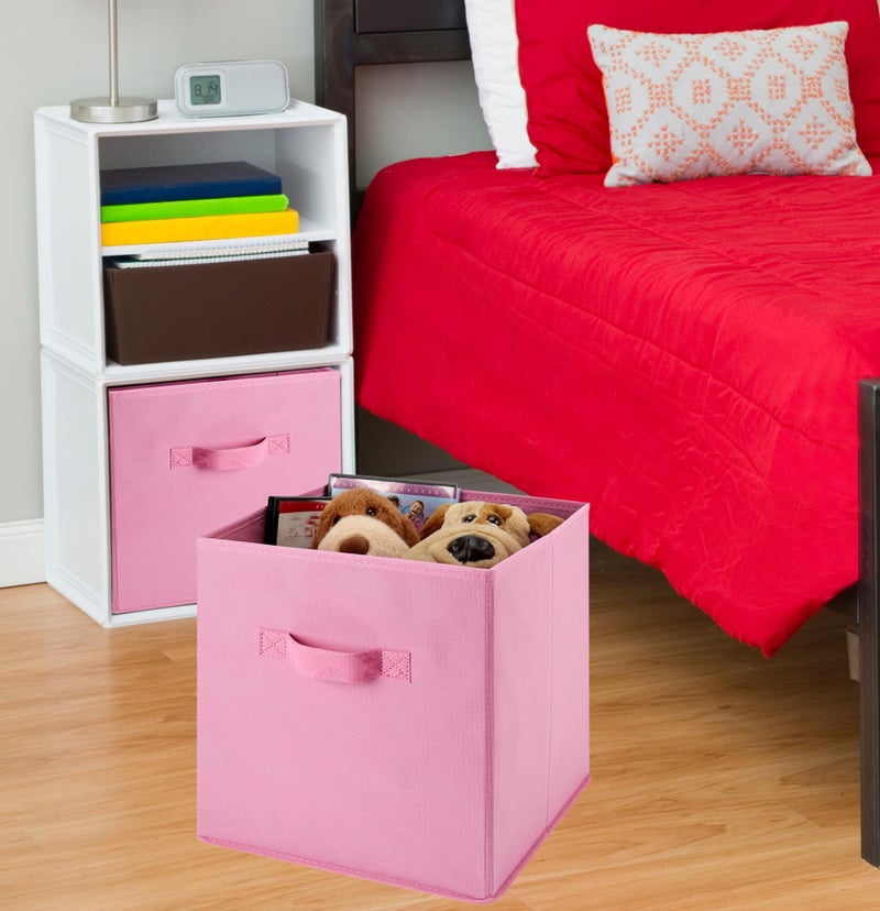 Handy Laundry 6-Pack Foldable Cube Storage Bins â€“ Decorative Collapsible Organizer for Shelves, Closets, Underbed, Clothes, or Kidsâ€™ Toys (Pink) - Image 2